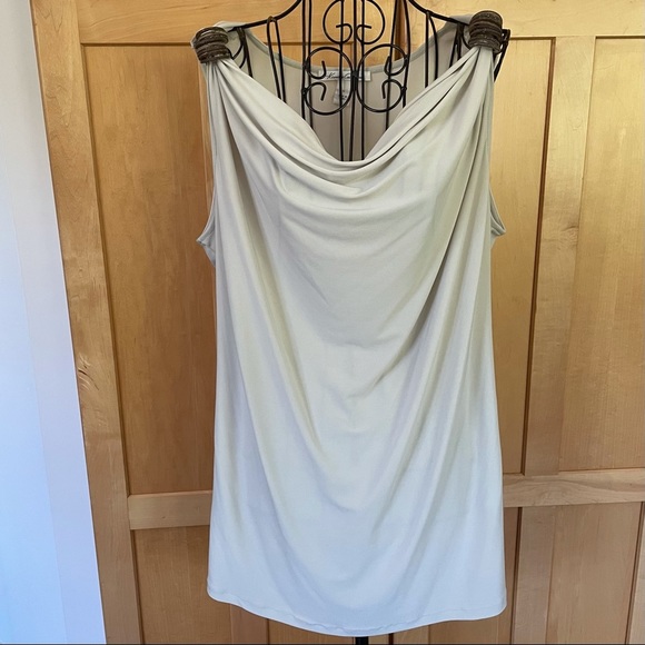 Kenneth Cole Tops - KENNETH Cole cream drape brown accent tank Top L
